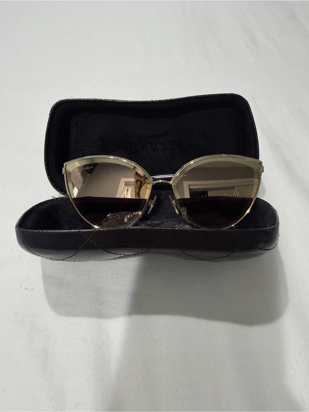 CHANEL Gold Frame Sunglasses with Brown Gradient Lenses